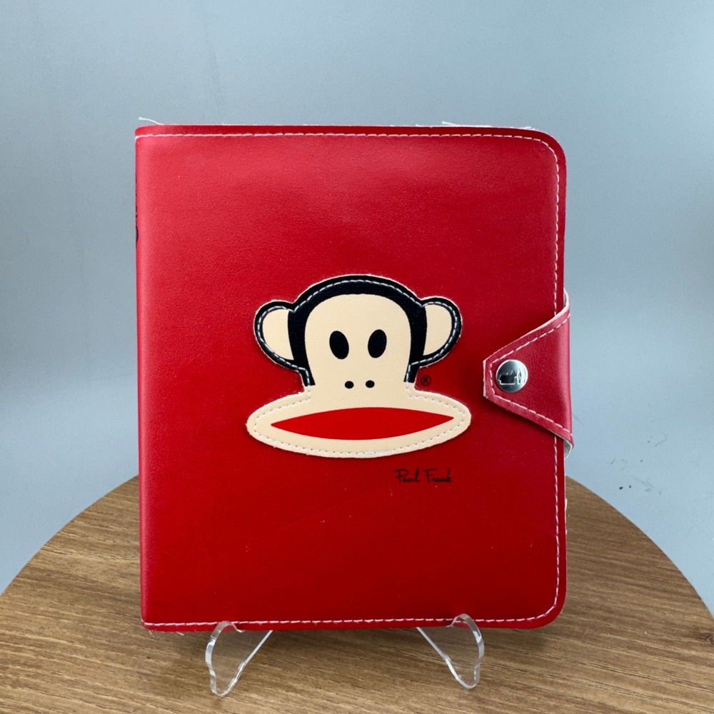 Paul Frank Julius Monkey Red Faux Leather Notebook Planner Cover Y2K Kidcore